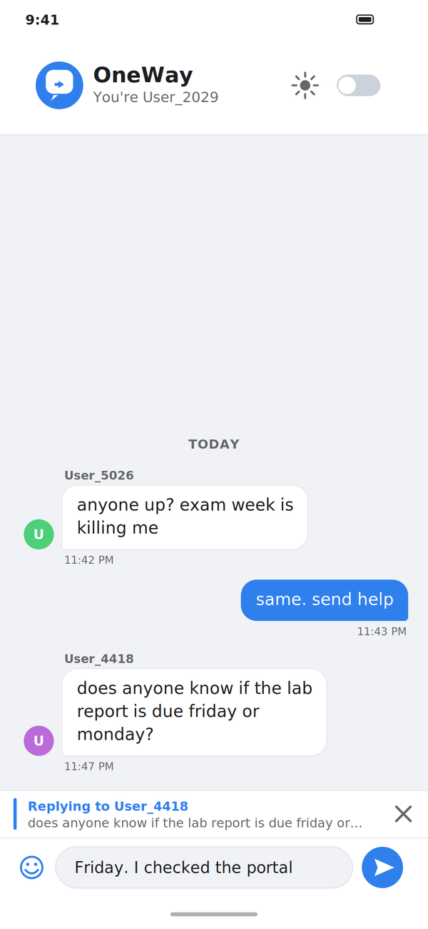 Replying to a message in OneWay